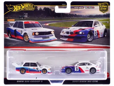 Hotwheels Bmw 320 Group 5 #12 White With Stripes And 2001 Bmw M3 Gtr #3 White With Stripes "car Culture" Set O In Multi