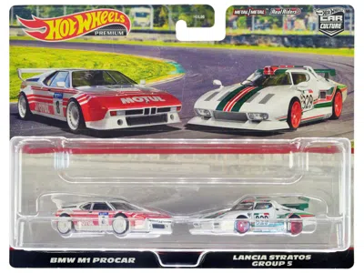 Hotwheels Bmw M1 Procar #8 White With Red Stripes And Lancia Stratos Group 5 #829 White With Stripes "car Cult