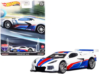 Hotwheels Chevrolet Corvette C8.r Pearl White With Red And Blue Stripes "american Scene" "car Culture" Series