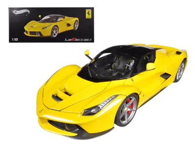 Hotwheels Ferrari Laferrari F70 Hybrid Yellow With Black Top "elite Edition" Series 1/18 Diecast Model Car By