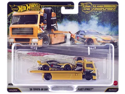 Hotwheels Fleet Street Flatbed Truck Yellow With 2020 Toyota Gr Supra #15 Yellow Black Graphics Papadakis Raci In Multi