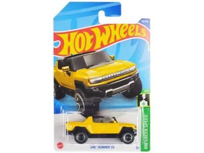 Hotwheels Gmc Hummer Ev Pickup Truck Yellow With Open Top "hw Green Speed" Series Diecast Model Car By Hot Whe