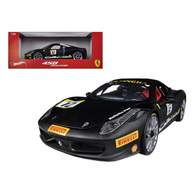 Hotwheels Hot Wheels Ferrari 458 Challenge Matt Black No.12 1-18 Diecast Car Model