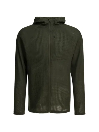 Houdini Sportswear Pace Flow Waffle-knit Zip-up Hoodie In Green