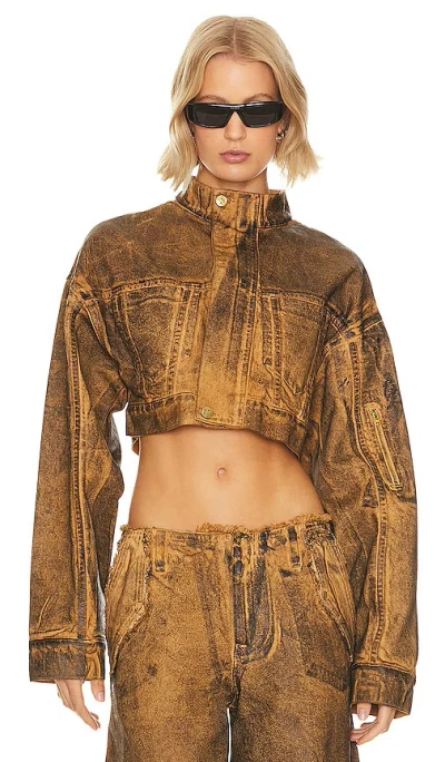 H:ours Anaisa Oversized Cropped Jacket In Coated Vintage Brown