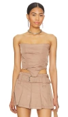 H:ours Ariella Corset Top In Khaki Brown
