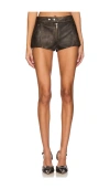 H:ours Artemisia Leather Shorts In Distressed Brown