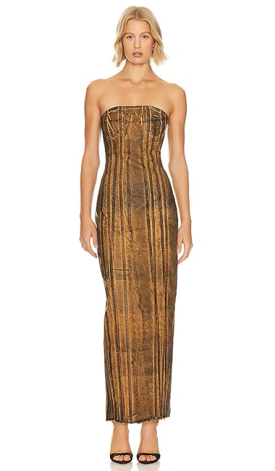 H:ours Dahlila Maxi Dress In Coated Vintage Brown