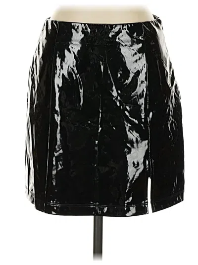 Pre-owned H:ours Faux Leather Skirt In Black