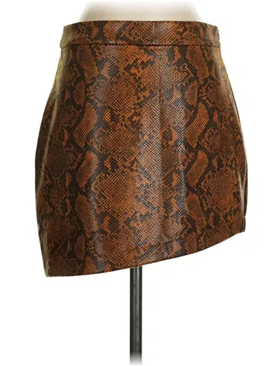 Pre-owned H:ours Faux Leather Skirt In Brown