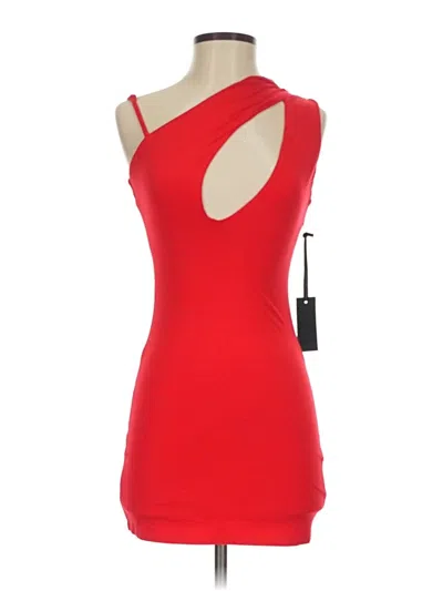H:ours Sleeveless Top Red One Shoulder Neckline Tops