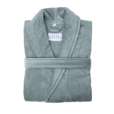 House Babylon Bathrobe - Velour Grey In Blue