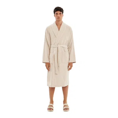 House Babylon Gold Bathrobe - Velour Egret In Neutral