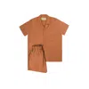 House Babylon Yellow / Orange Ayein Printed Tencel Set - Terracotta In Yellow/orange