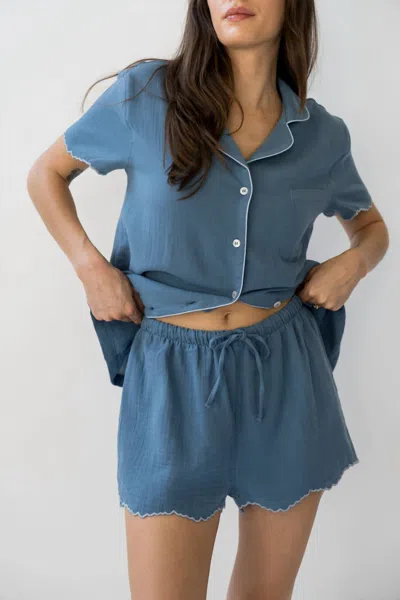 House No.23 Alaia Short Pajama Set In Indigo In Multi