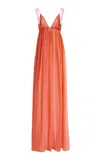 House Of Aama Anancy Iridescent Silk Maxi Dress In Orange