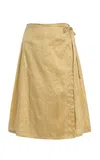 House Of Aama Dupioni Silk Midi Wrap Skirt