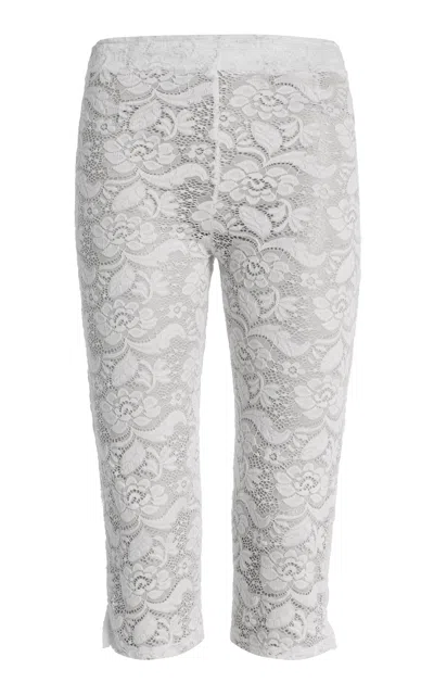 House Of Aama Floral Lace Capri Pants In White