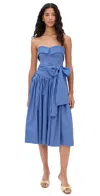 House Of Aama Louise Strapless Dress Blue Stripe In Blue
