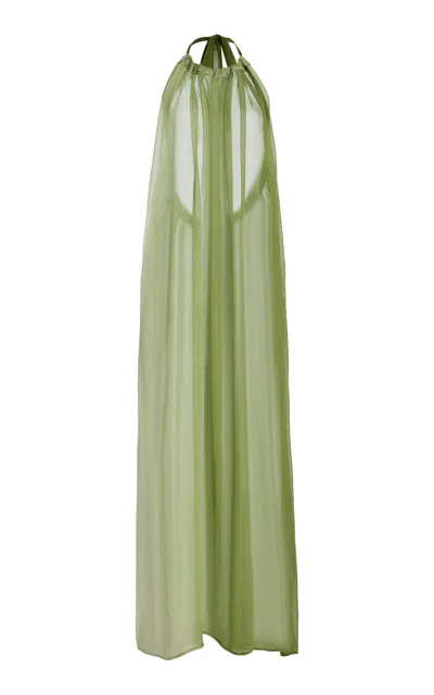House Of Aama Silk Ombre Maxi Dress In Green