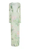 House Of Aama Swamp Rose Embellished Midi Dress In Green