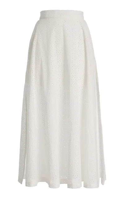 House Of Aama Toni Cotton Midi Skirt In White