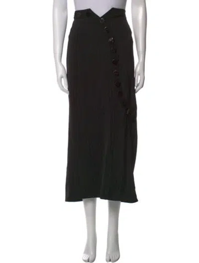 Pre-owned House Of Aama Wool Midi Length Skirt In Black