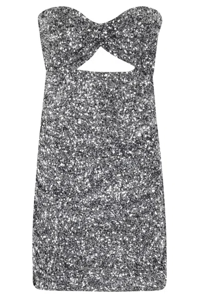 House Of Amen Paillettes Mini Dress In Silver