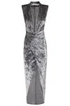 House Of Amen Velvet Chain Dress In Grey
