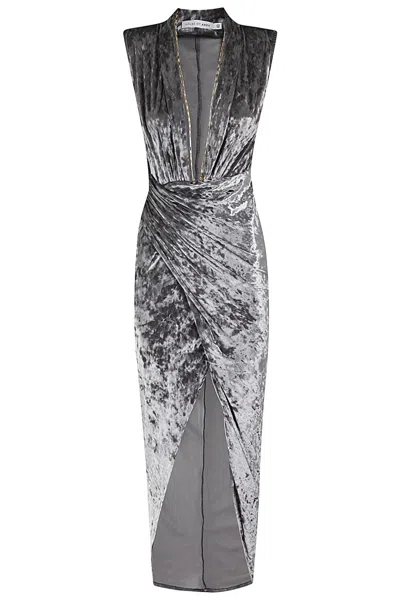 House Of Amen Velvet Chain Dress In Grey