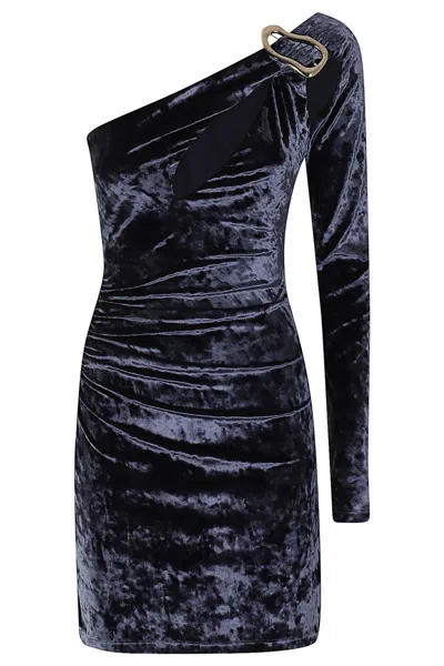 House Of Amen Velvet Dress With Buckle In Blue