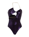 House Of Amen Woman Bodysuit Purple Size M Polyester, Polyurethane, Elastane In Purple