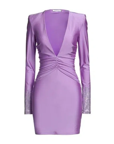 House Of Amen Woman Mini Dress Lilac Size 4 Polyamide, Elastane, Glass In Purple