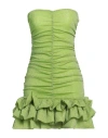 House Of Amen Woman Mini Dress Lime Green Size 8 Polyamide, Metallic Polyester, Polyester In Green