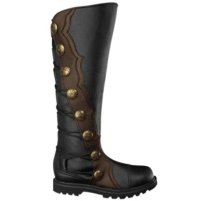 Pre-owned House Of Andar Premium Black With Brown Leather Knee-high Boots In Multicolor
