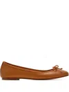 House Of Ballerinas Bow-detail Leather Ballet Flats In Brown