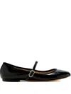 House Of Ballerinas Patent-leather Buckle Ballet Flats In Black