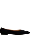 House Of Ballerinas Pointed-toe Suede Ballet Flats In Black