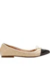 House Of Ballerinas Quilted Contrasting Toecap Ballet Flats In Brown