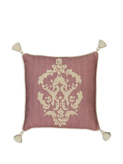House Of Capricorn Bourbon Striped Cushion In Red