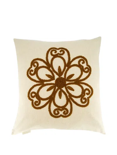 House Of Capricorn Florea Embroidered Cushion In White