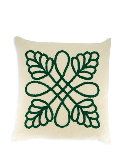House Of Capricorn Handmade Embroidery Linen Cushion In Neutral