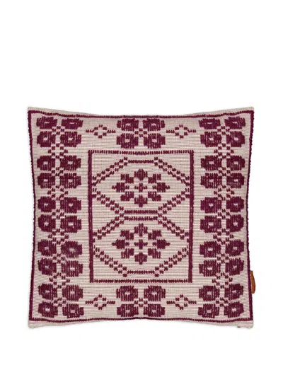House Of Capricorn Inês Bordeaux Patterned Cushion In Red