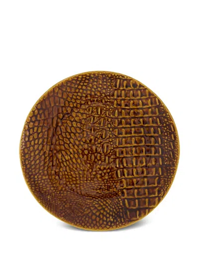 House Of Capricorn Jacaré Ceramic Dinner Plate In Brown