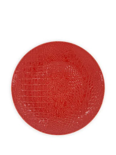 House Of Capricorn Jacaré Ceramic Dinner Plate In Red