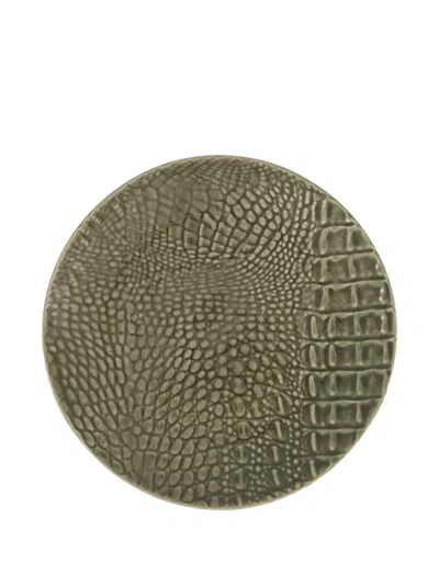 House Of Capricorn Jacaré-embossed Plate In Green