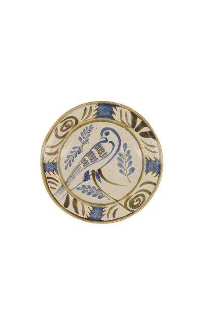 House Of Capricorn Lusitano Blue Bird Ceramic Dessert Plate In Multi