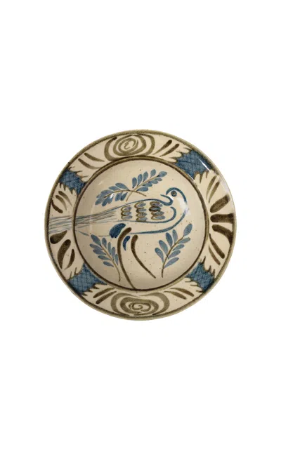 House Of Capricorn Lusitano Blue Bird Ceramic Soup Plate In Neutral