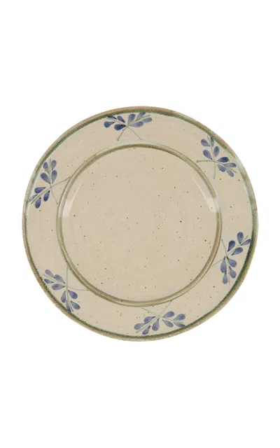 House Of Capricorn Lusitano Blue Leaf Ceramic Dinner Plate In Neutral