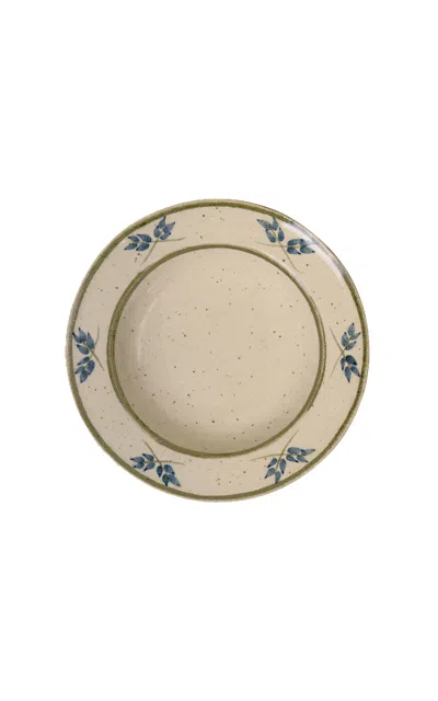 House Of Capricorn Lusitano Blue Leaf Ceramic Soup Plate In Brown